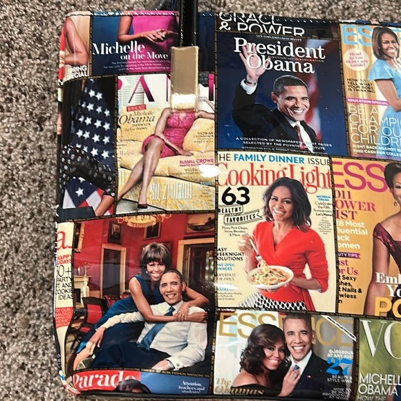 NWOT Michelle Obama First Lady Glossy Magazine Print Collage Vinyl Handbag Purse - Picture 7 of 16